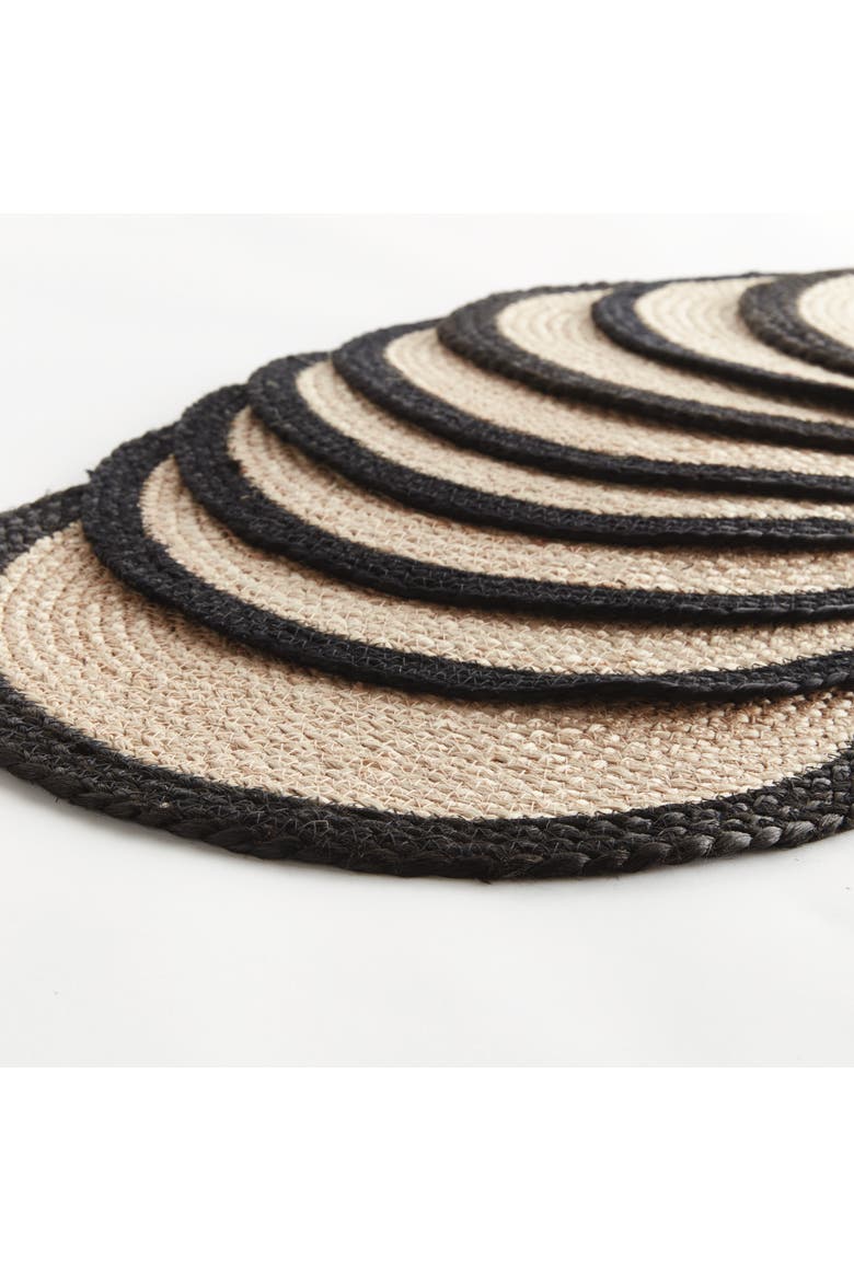 Jute Coil Round Placemats, Set of 8 - Natural/Black Jute, Alternate, color, Black