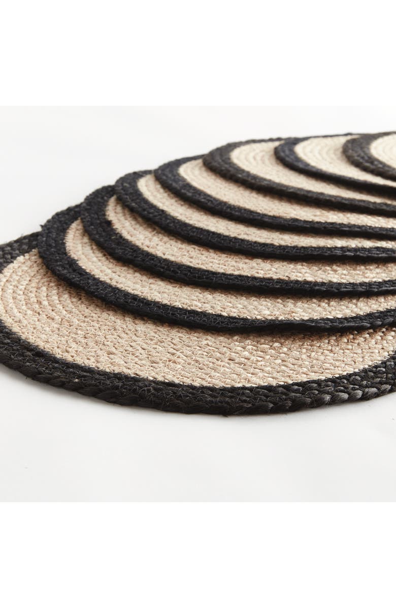 Napa Home & Garden Jute Coil Round Placemats, Set of 8 - Natural/Black Jute, Alternate, color, Black