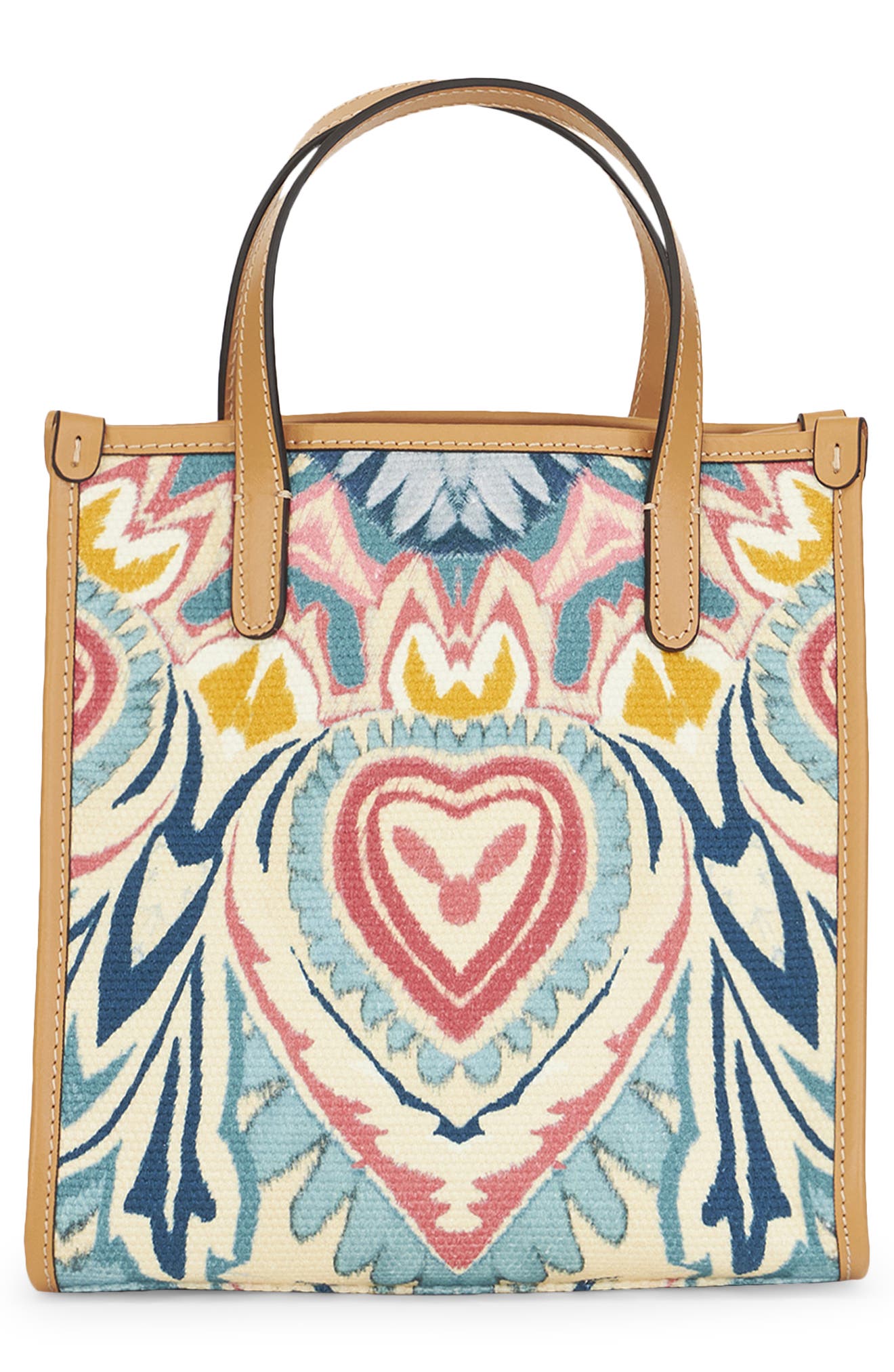 Etro Globetrotter Heart Print Shopping Tote, Alternate, color, 