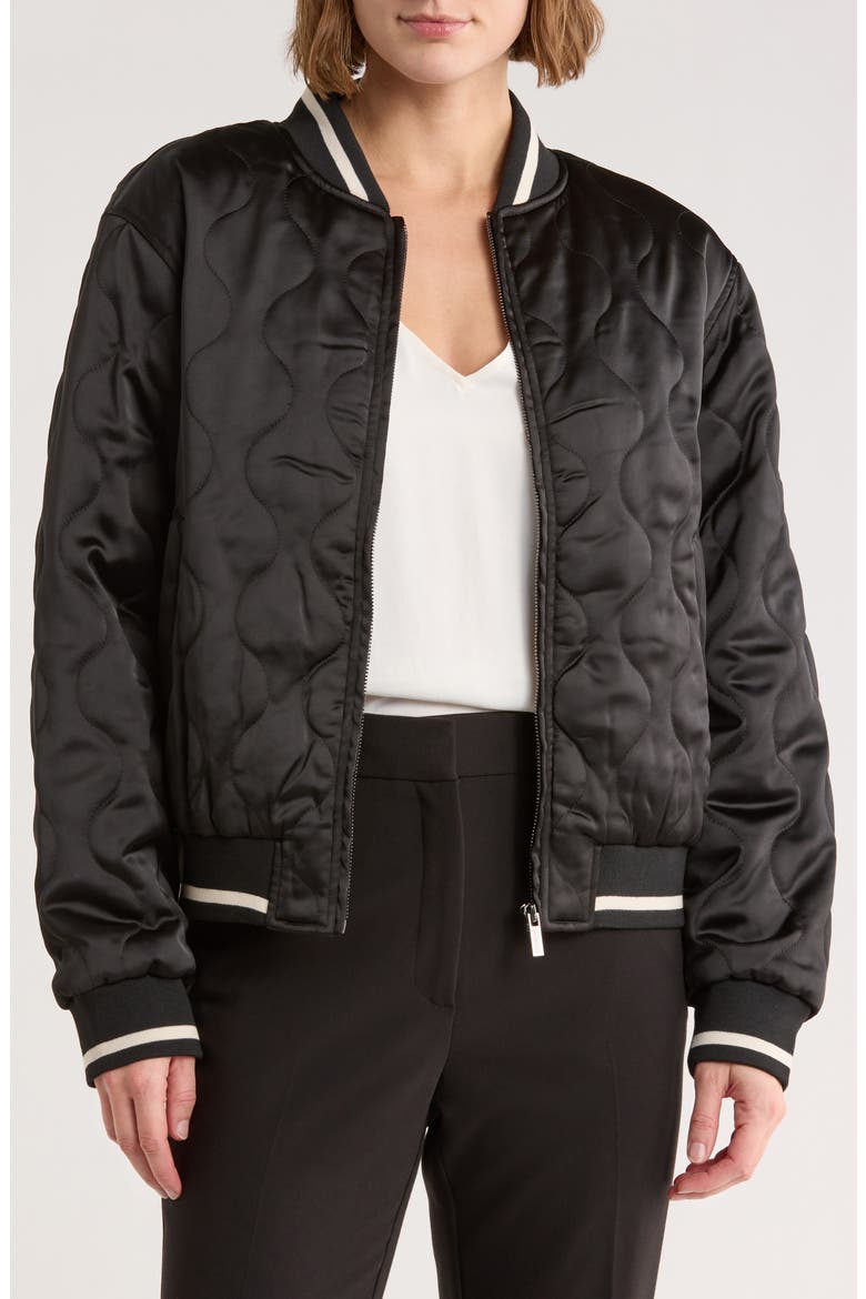 Je T Aime Onion Quilted Bomber Jacket, Alternate, color, BLACK