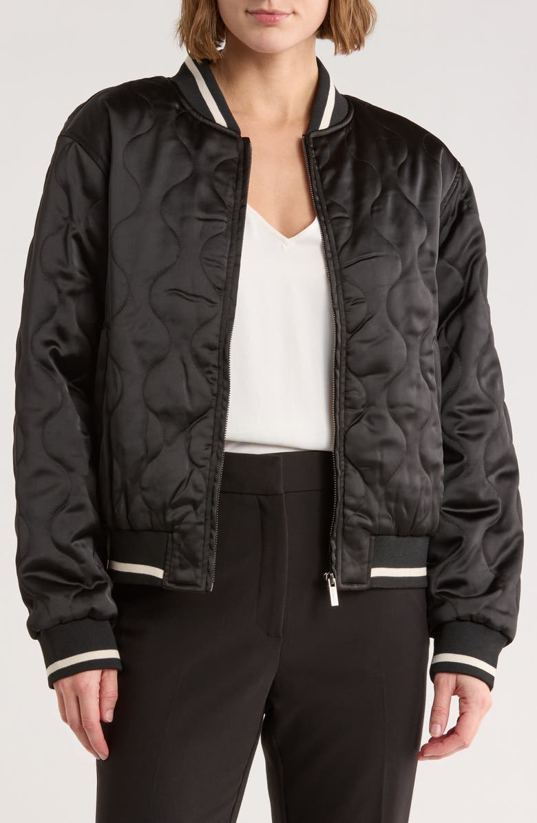 Sanctuary Je T Aime Onion Quilted Bomber Jacket, Main, color, Black