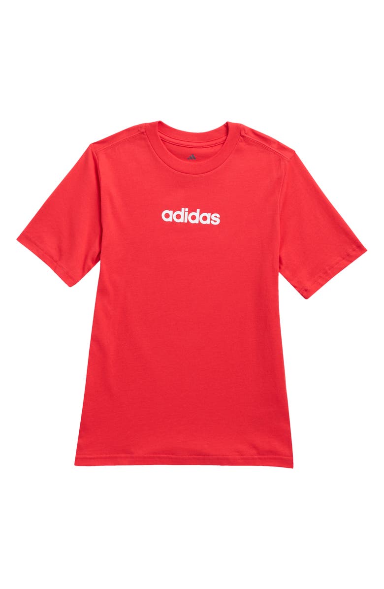 adidas Kids' Linear Graphic T-Shirt, Main, color, Pure Ruby