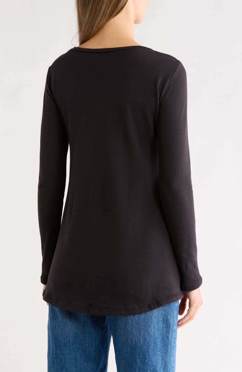 GO COUTURE Long Sleeve Cross Hem T-Shirt, Alternate, color, Black