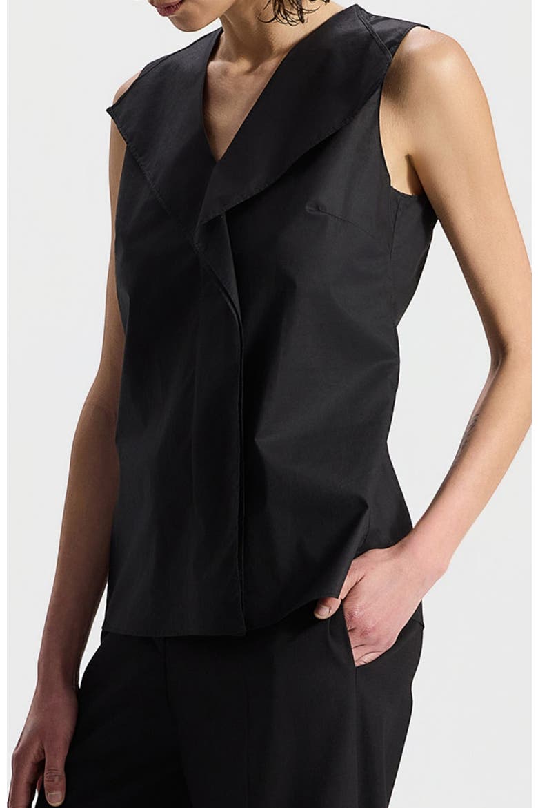 Riley Sleeveless Collared Cotton Top, Alternate, color, Black