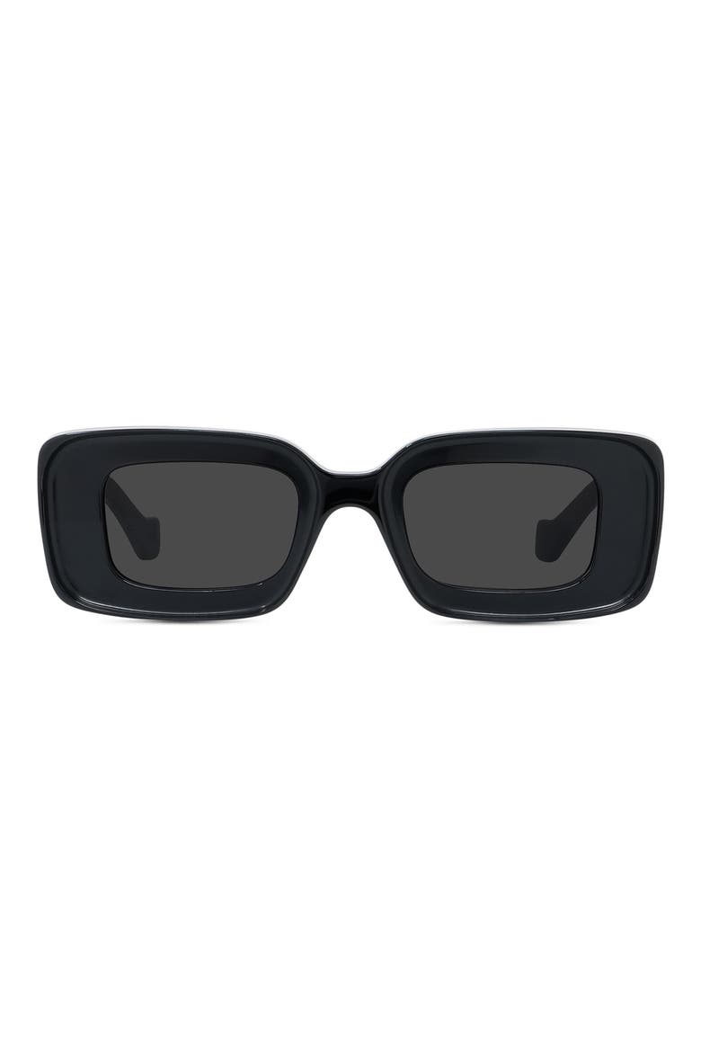 Chunky Anagram 46mm Rectangular Sunglasses, Main, color, SHINY BLACK / SMOKE