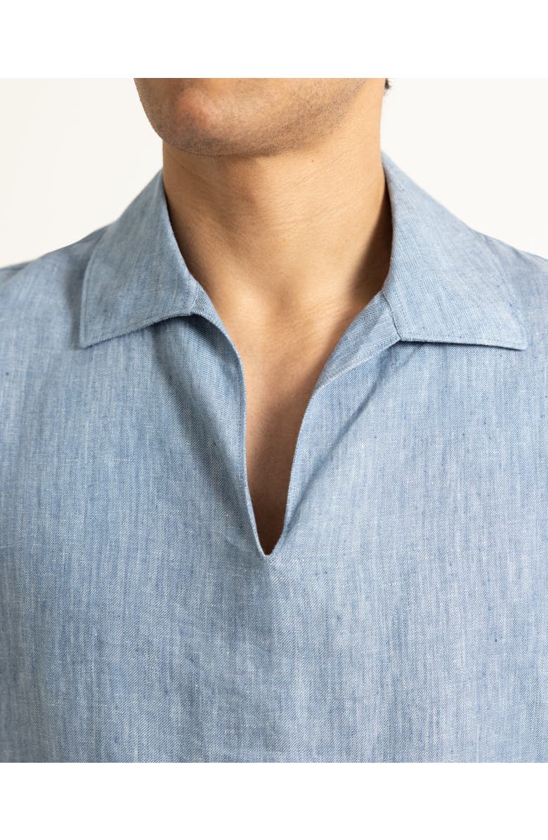 Orlebar Brown Vincent Linen Relaxed Fit Overhead Linen Shirt, Alternate, color, Bergamo Blue