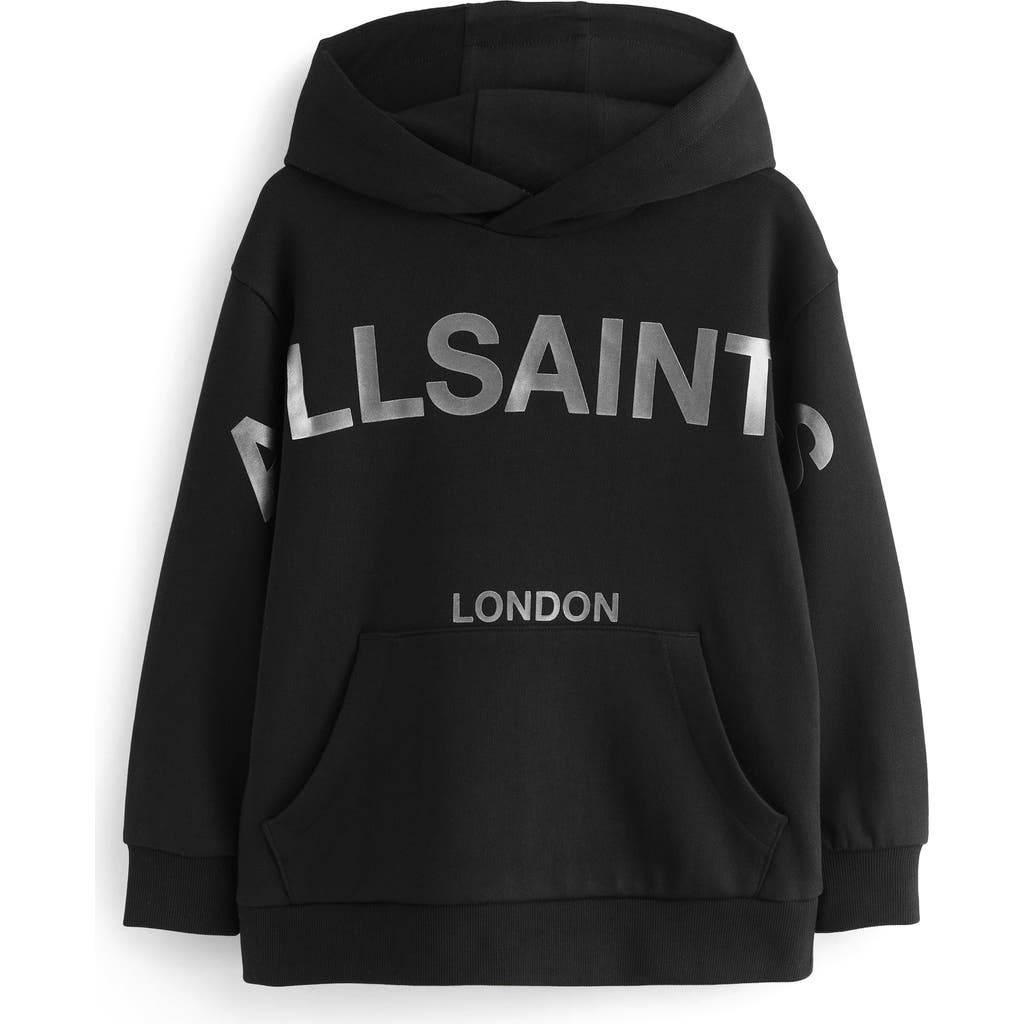 Smallsaints By Allsaints Kids' Biggie Oversize Cotton Graphic Hoodie In Black