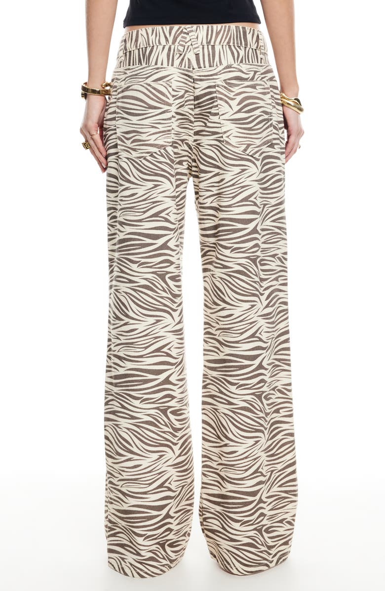 LIONESS Top Model Zebra Low Rise Wide Leg Jeans, Alternate, color, Zebra