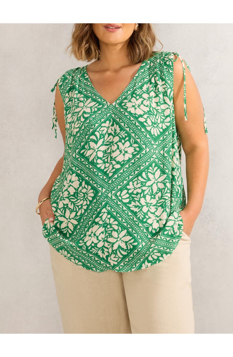 Live Unlimited Drawstring Printed Top, Alternate, color, Green