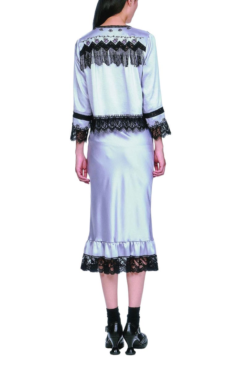 Anna Sui Boudoir Satin Beaded Fringe Bed Jacket, Alternate, color, Silver