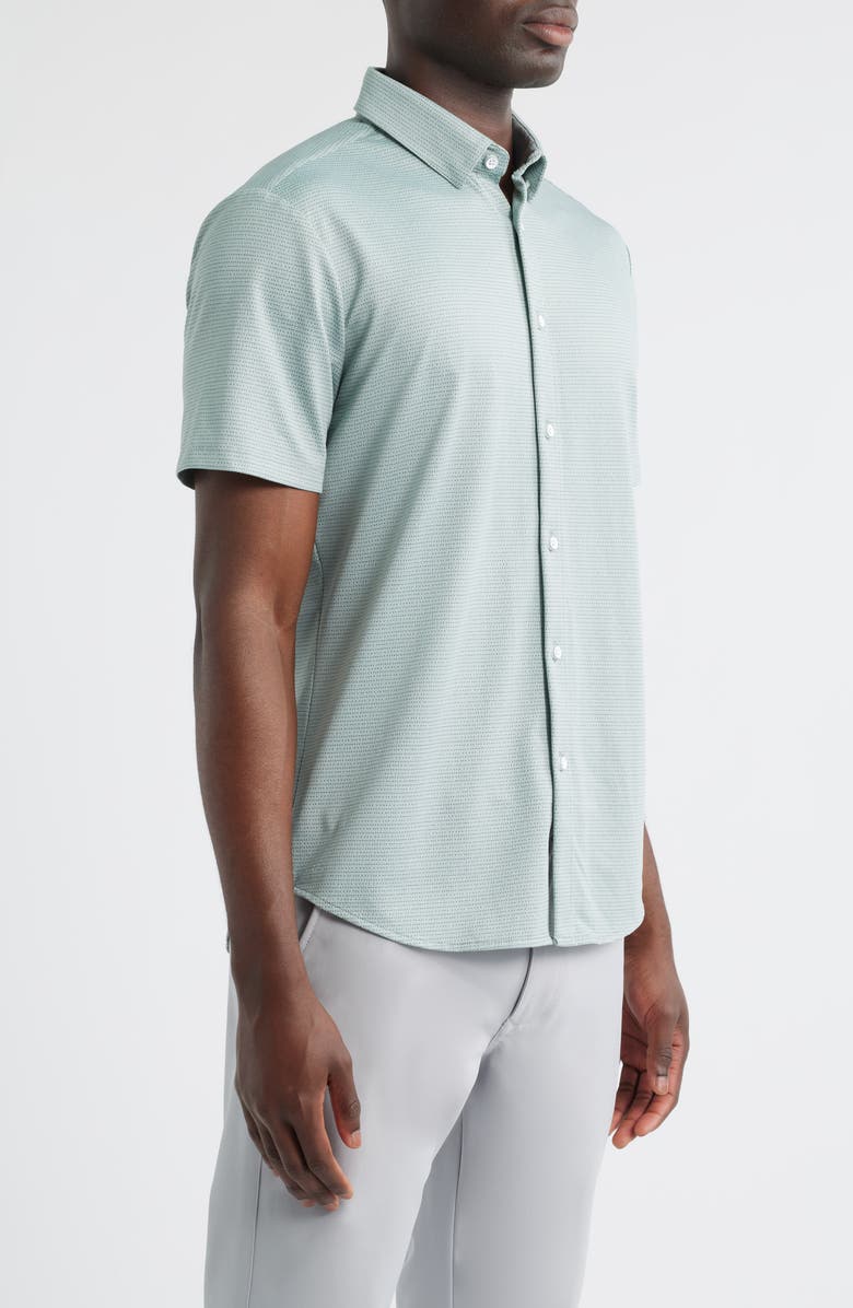Mizzen+Main Halyard Trim Fit Microprint Short Sleeve Performance Button-Up Shirt, Alternate, color, 