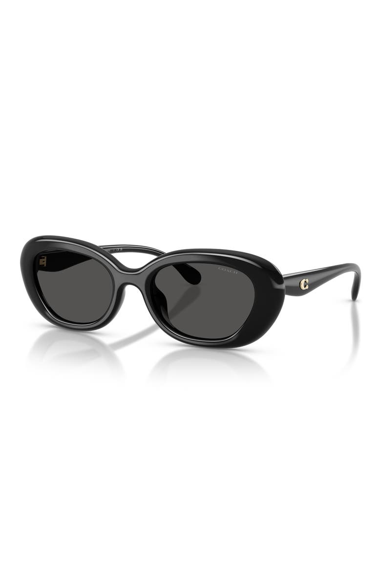 54mm Pillow Oval Sunglasses, Alternate, color, BLACK / GREY SOLID