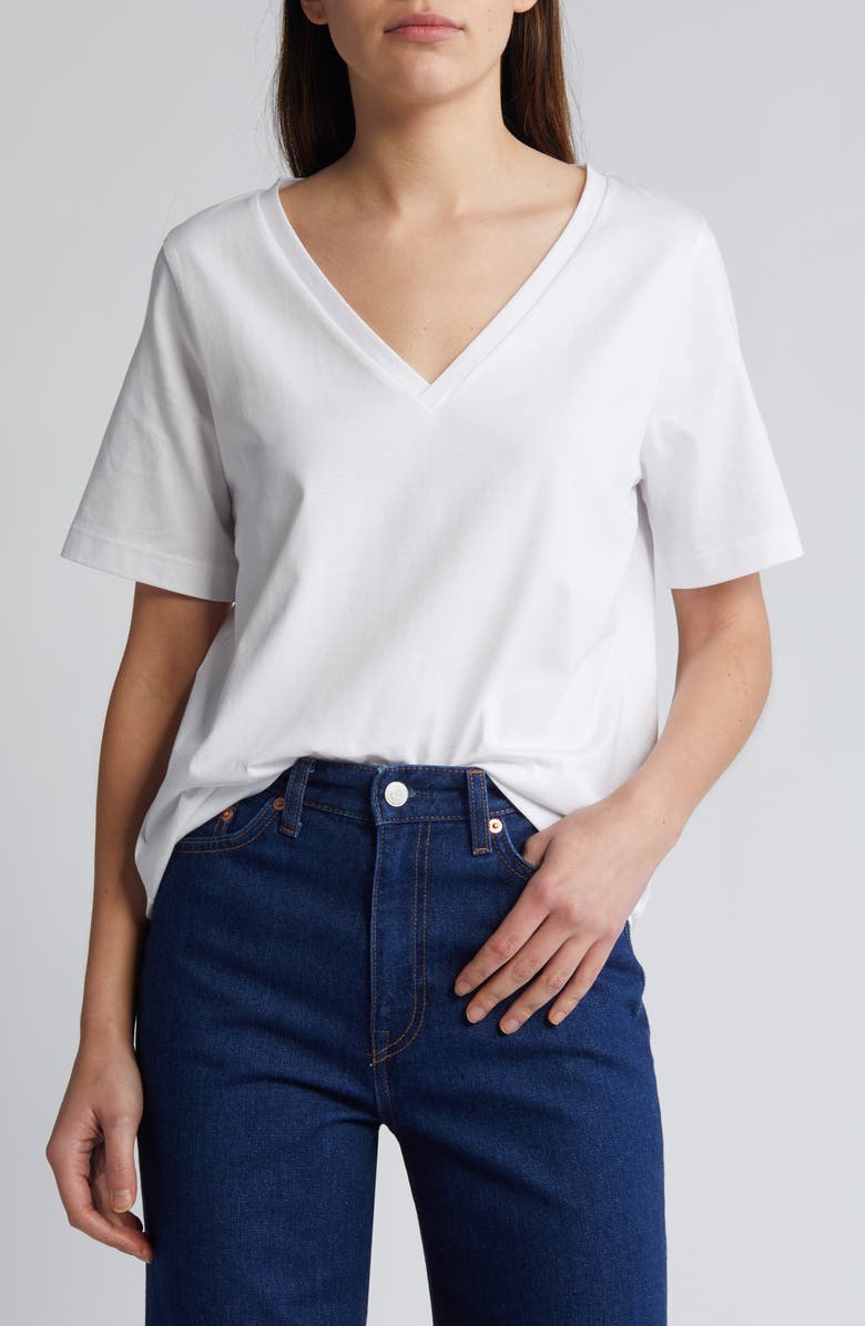 COS The V-Neck Organic Cotton T-Shirt, Main, color, 