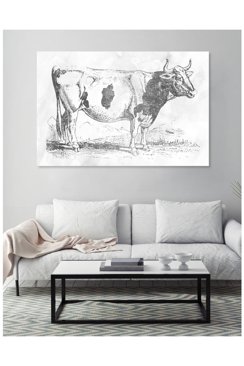 Silver Cow Canvas Wall Art, Alternate, color, WHITE