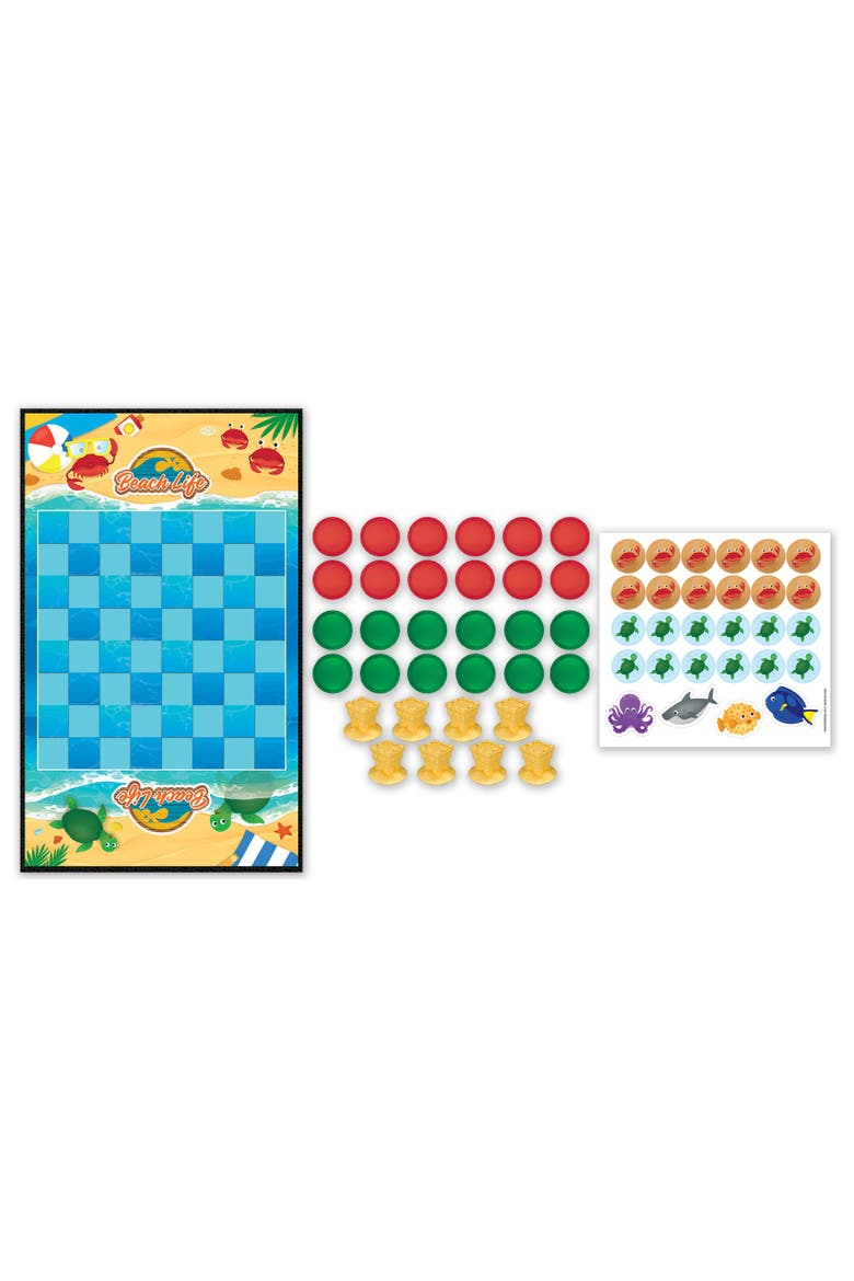 Beach Life Checkers Board Game for Families and Kids ages 6 and Up, Alternate, color, Multicolor