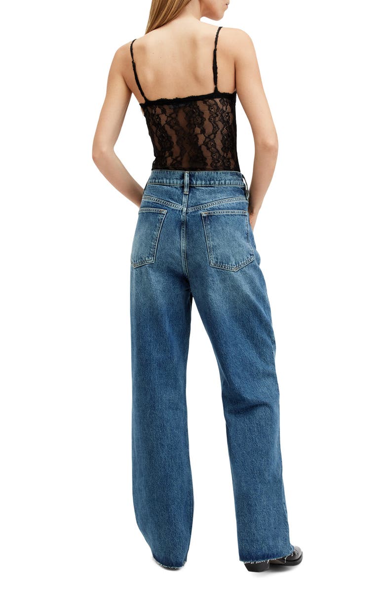 AllSaints Blake Raw Hem Wide Leg Jeans, Alternate, color, Dark Indigo