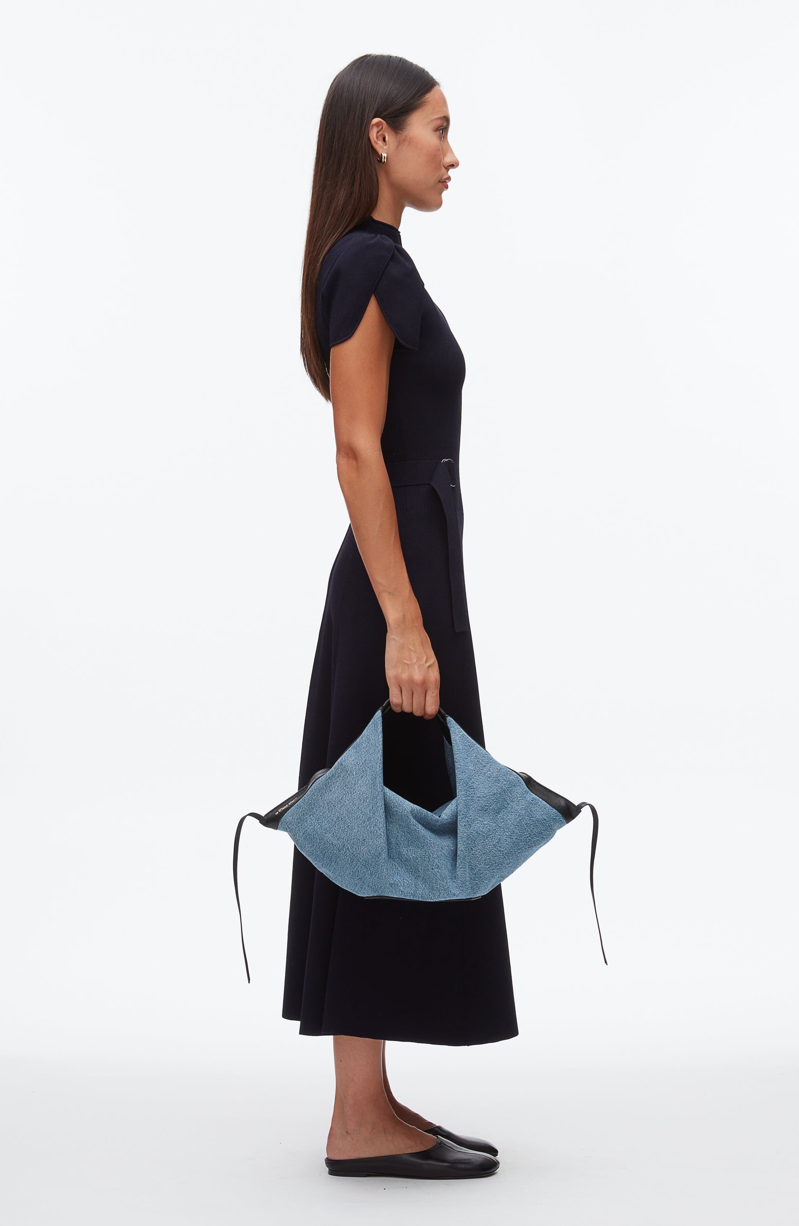 3.1 Phillip Lim Denim Luna Bag, Alternate, color, Medium Indigo