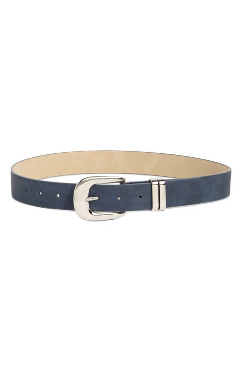 Puffy Buckle Faux Suede Belt
