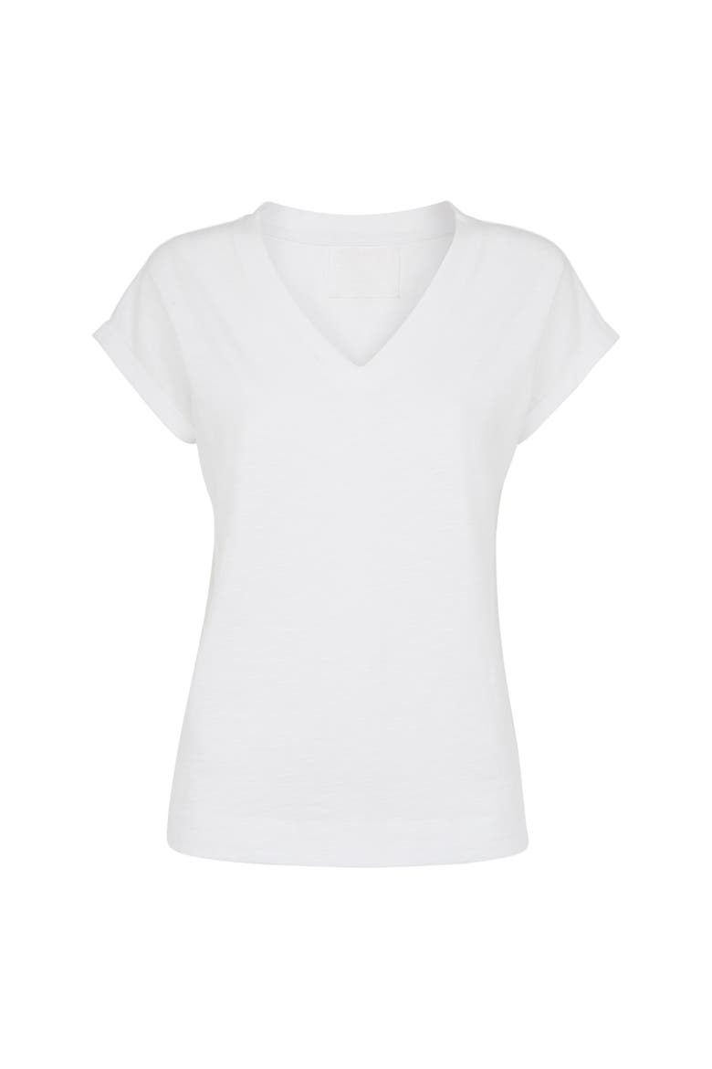 Willa V-Neck Cap Sleeve T-Shirt, Alternate, color, White
