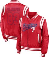 WEAR by Erin Andrews Women's WEAR by Erin Andrews Red Philadelphia Phillies Football Bomber Jacket