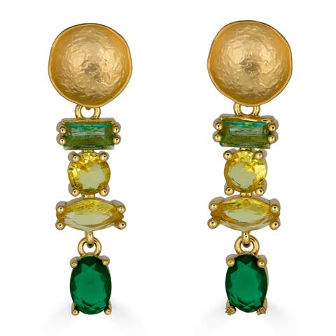and Gemstone Drop Earrings