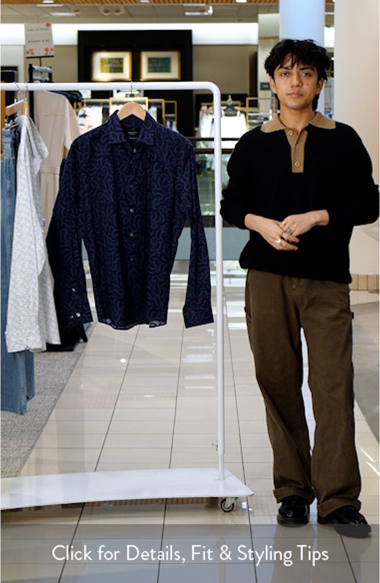 Classic Fit Abstract Stretch Cotton Button-Up Shirt, sales video thumbnail