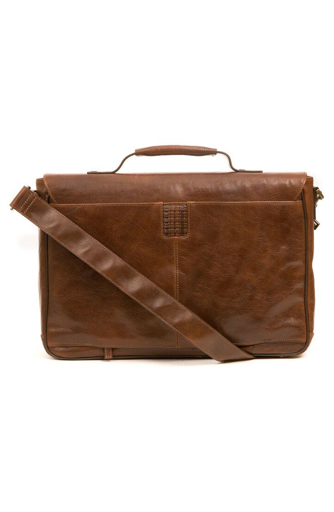 'Becker' Leather Messenger Bag, Alternate, color, WHISKEY W/ KHAKI