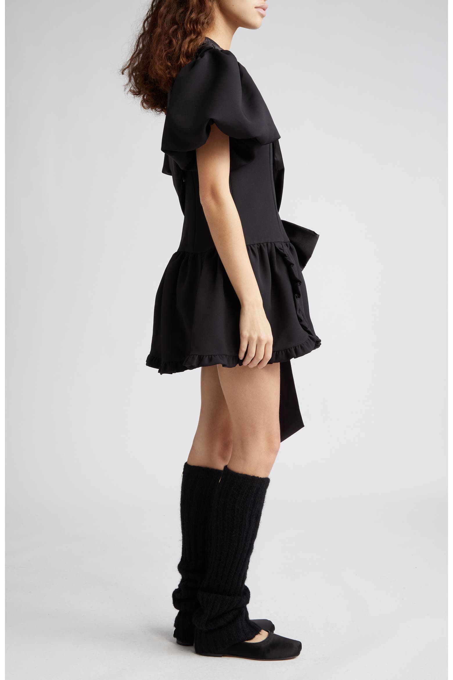Filenes Sandy Liang Filenes Satin Sash Puff Sleeve Minidress (Women ...