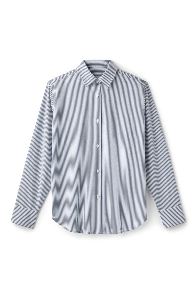 Saltair Oversize Seersucker Button-Up Shirt, Alternate, color, WASHED NAVY STRIPE