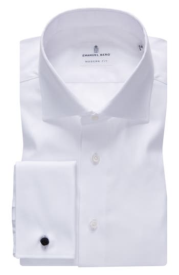 Emanuel Berg Cotton Dress Shirt In White