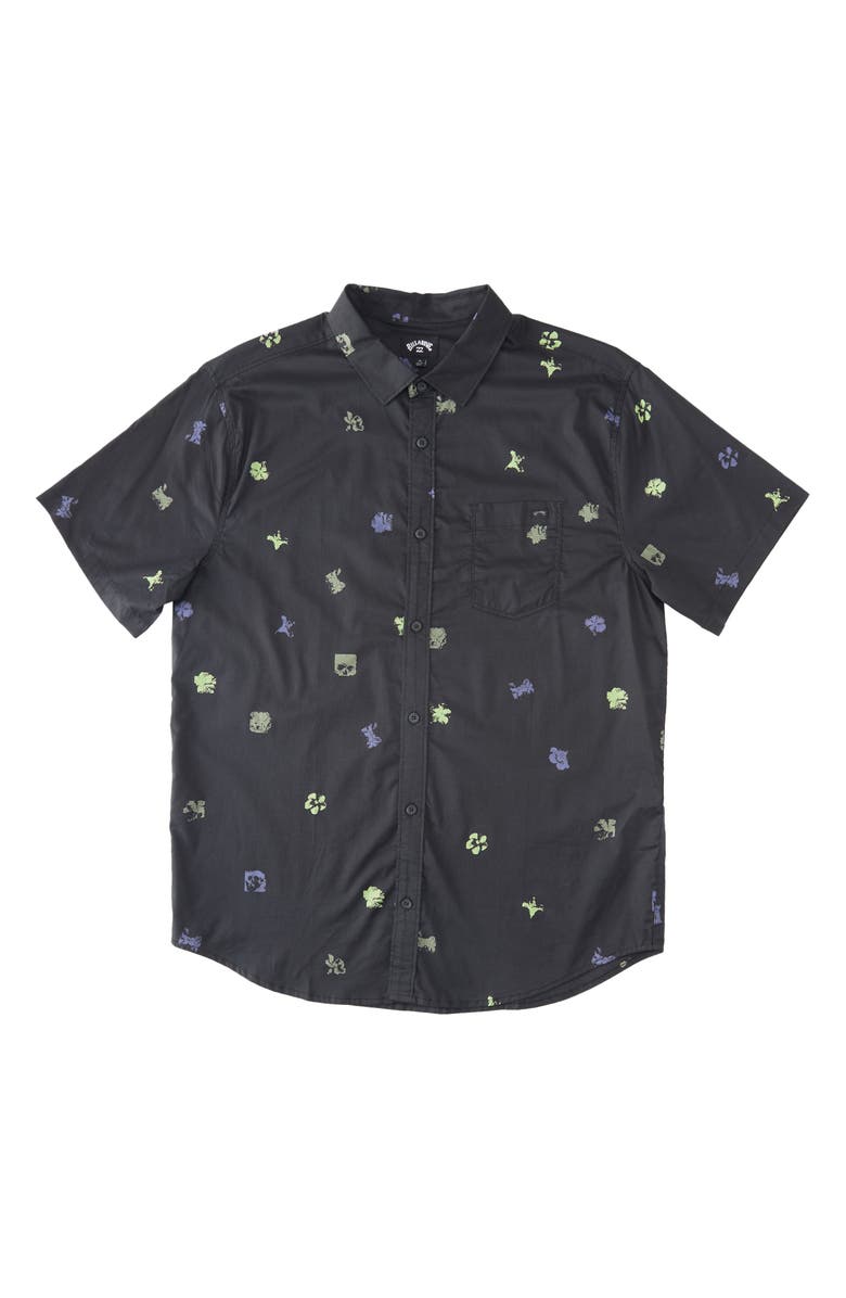 Billabong Sundays Mini Print Short Sleeve Cotton Button-Up Shirt, Alternate, color, 