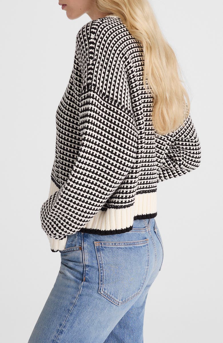 Madewell Textured Stitch Cotton Crewneck Sweater, Alternate, color, Ivory/Black
