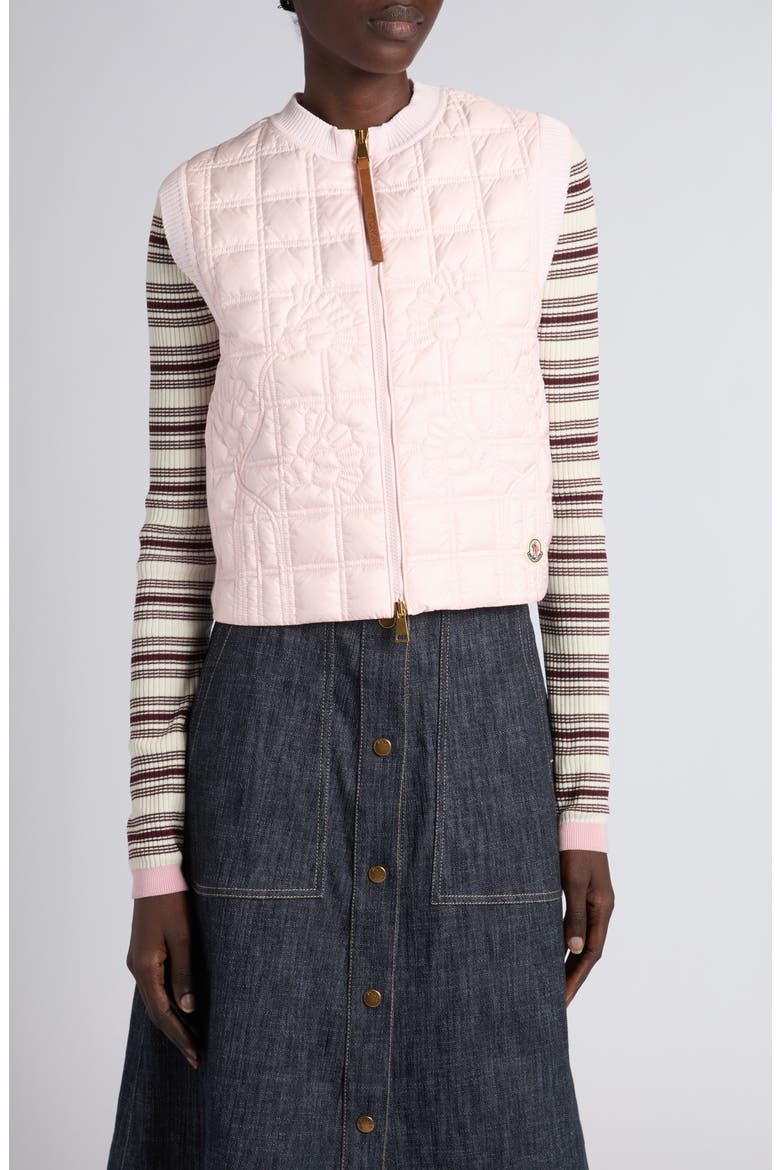 Floral Quilted Hybrid Puffer/Sweater Vest, Main, color, PINK