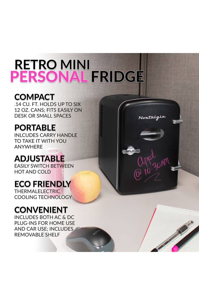 Nostalgia Electrics Retro 6-Can Personal Cooling and Heating Refrigerator, Alternate, color,