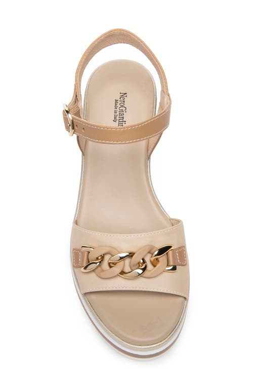 Nerogiardini Chain Ankle Strap Platform Wedge Sandal In Brown