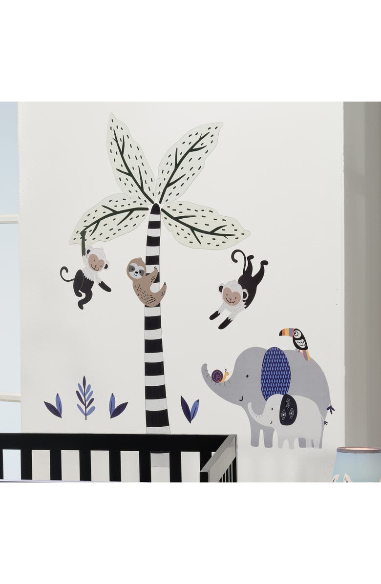 Lambs & Ivy Jungle Party Monkey/Elephant/Tree Nursery Wall Decals/Stickers, Alternate, color, Multicolor