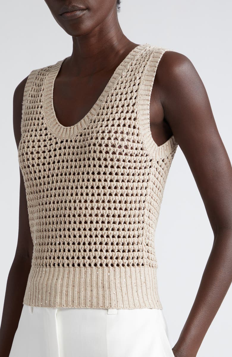 Brunello Cucinelli Dazzling Net Sweater Vest, Alternate, color, 