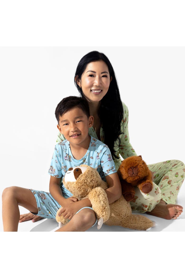 Sloth Pajama Party Kids 2-Piece Short Sleeve & Shorts Pajama Set, Alternate, color, Sloth Pajama Party