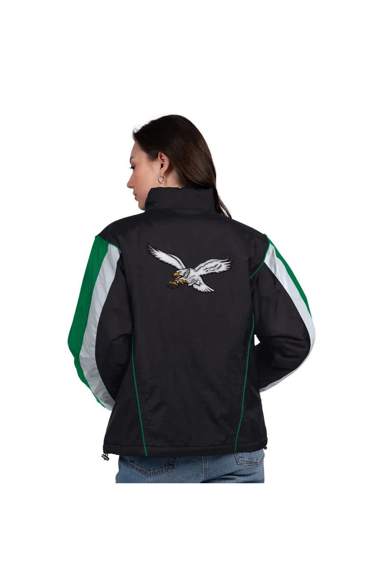 STARTER Women's Starter Black/Kelly Green Philadelphia Eagles Thursday Night Gridiron Half-Zip Jacket, Alternate, color, Black