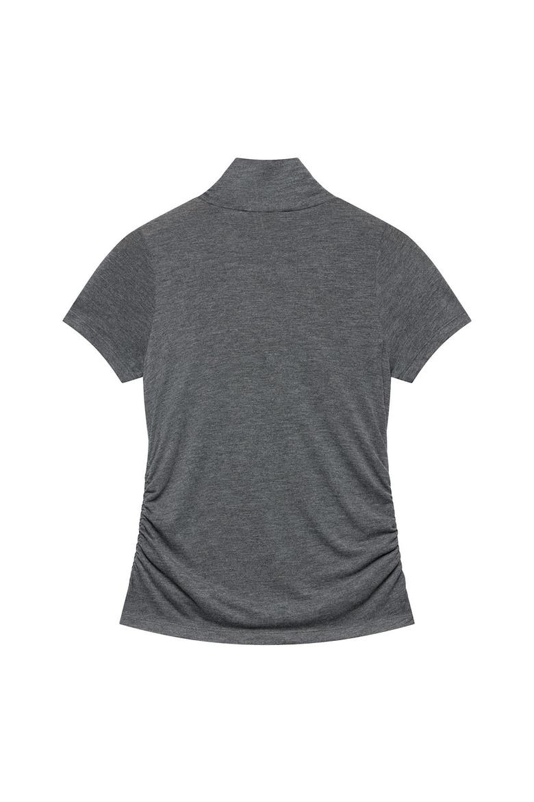 Ruched Detail High Neck Top, Alternate, color, Grey