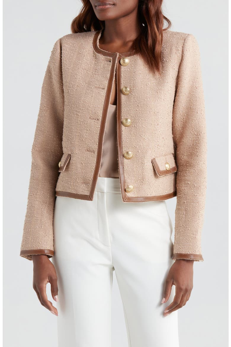 Zaya Faux Leather Trim Jacket, Main, color, CAPPUCCINO
