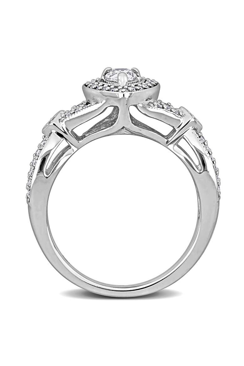 1/2 CTTW Diamond Pear Halo Ring 14k, Alternate, color, 14k White Gold