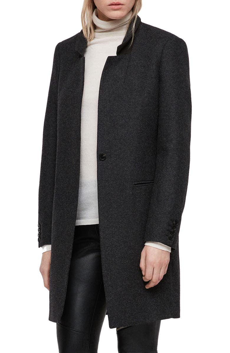 AllSaints Lyla Wool Blend Coat, Alternate, color, 