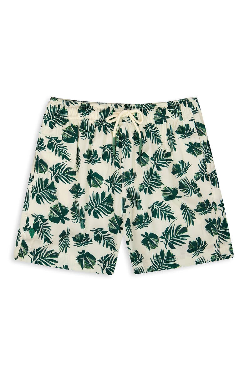 Sunset x Vine Leaf Print Swim Trunks, Alternate, color, Linen