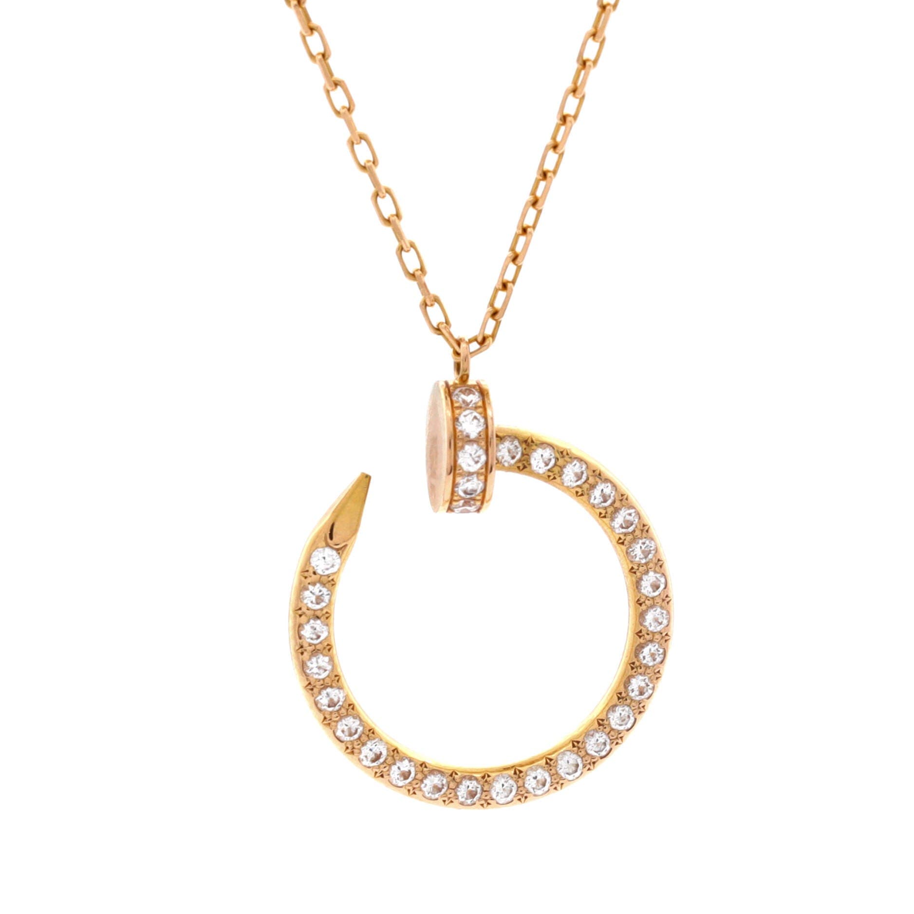 Juste un Clou Pendant Necklace 18K Rose Gold and Pave Diamonds, Main, color, Metallic Gold