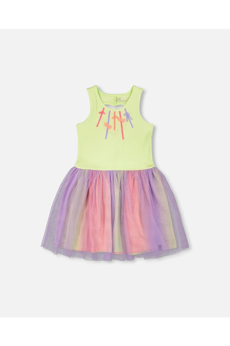 Sleeveless Bi-Material Dress, Main, color, Lime Green