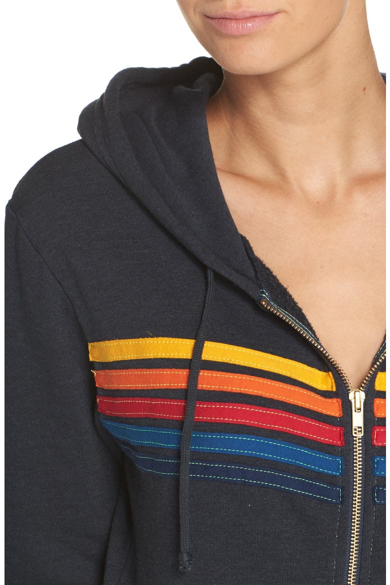5-Stripe Zip Hoodie, Alternate, color, CHARCOAL