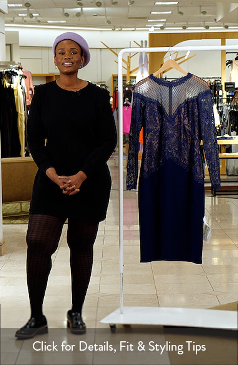 Embroidered Lace Long Sleeve Cocktail Dress, sales video thumbnail