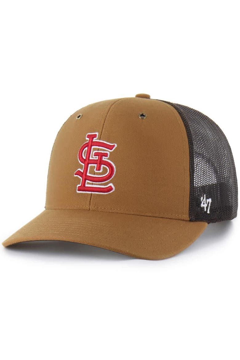 Men's Carhartt x '47  Brown St. Louis Cardinals Trucker Adjustable Hat, Main, color, Brown