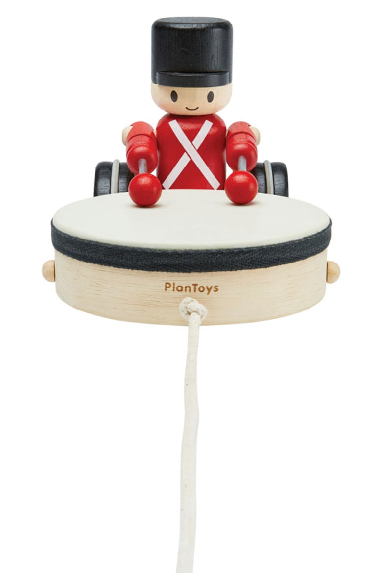 Drummer Pull Along Toy, Alternate, color, RED